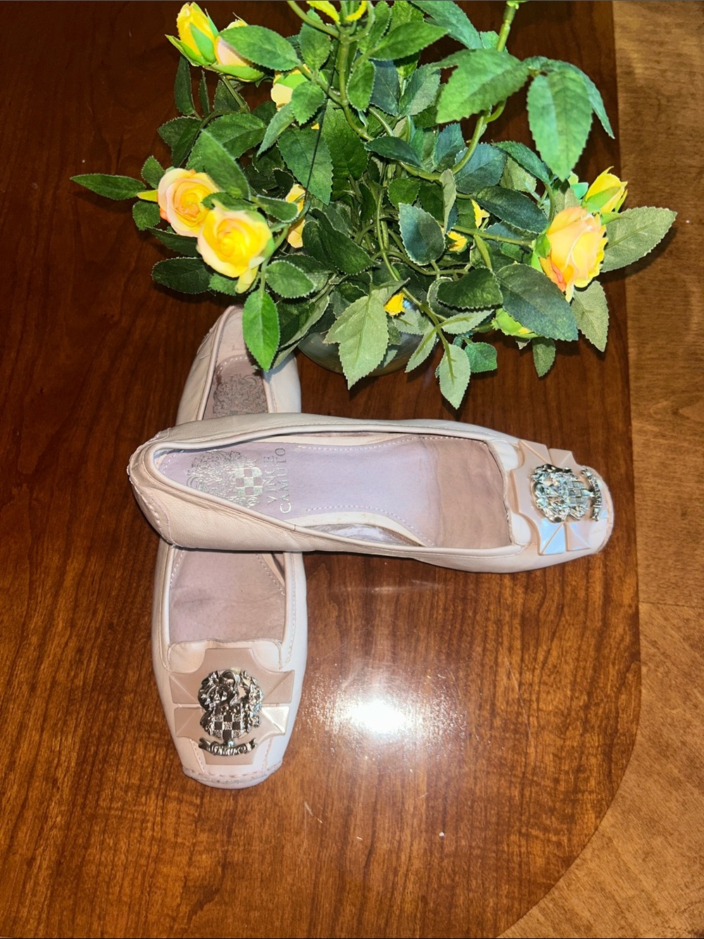 Vince Camuto Blush Pink Embellished Women's Loafers